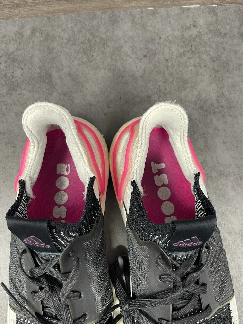 adidas Ultraboost 19 Womens Size 8.5 Black White Pink Boost Running Shoes EF1625